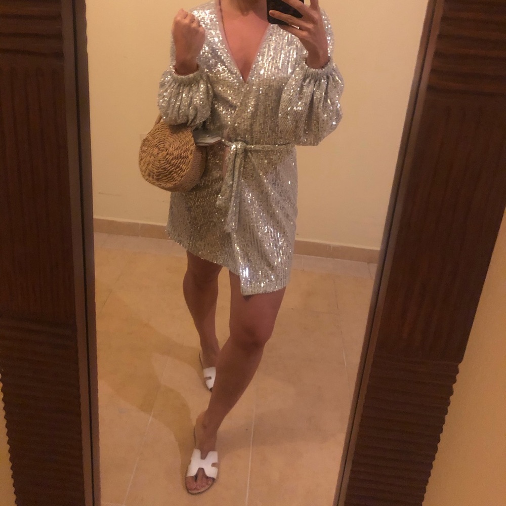Sequin wrap dress
